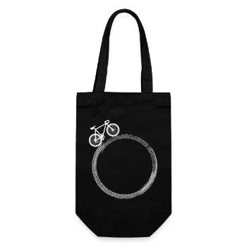 Wheel on Ring – Bicycle Silhouette - Gift Bag for Bottles - black - Front