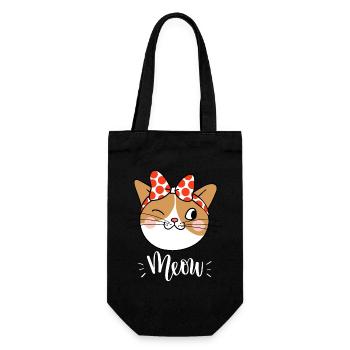 Mignon Kawaii drôle de chat disant miaulement - Sac à bouteille - noir - Devant