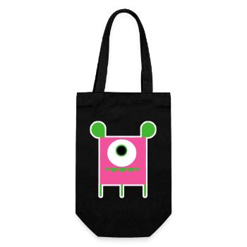 Pink Cyclops Monster | Funny Square Alien - Gift Bag for Bottles - black - Front