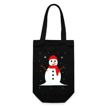 Schneemann Winter Weihnachten - Geschenkbeutel für Flaschen - Schwarz - Vorne