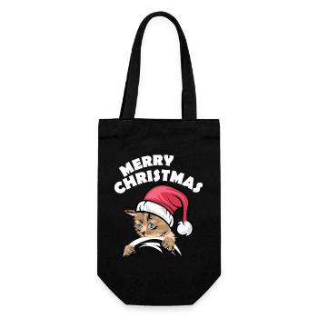 merry christmas Katzen Symbol xmas Katze comic - Geschenkbeutel für Flaschen - Schwarz - Vorne