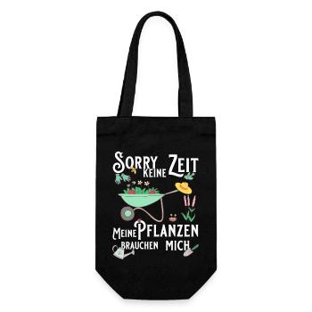 Sorry keine Zeit meine Pflanzen brauchen mich - Geschenkbeutel für Flaschen - Schwarz - Vorne