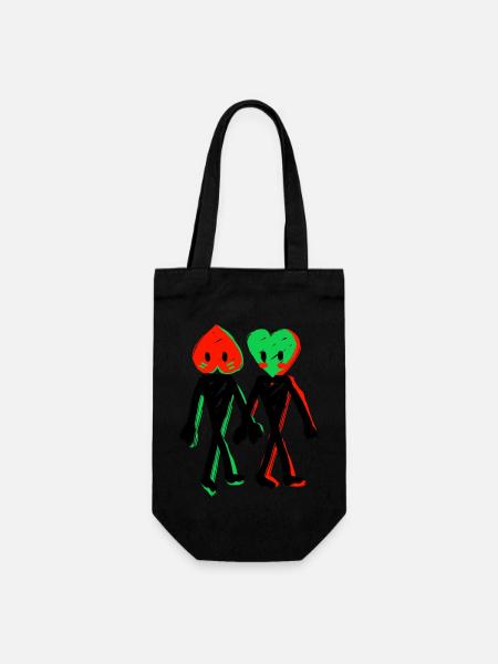 couple coeur - Sac à bouteille - noir