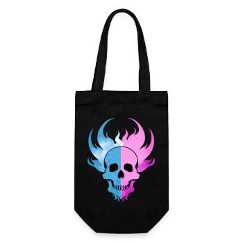 Fire Skull Smoke Pink Skeleton Flames 4 - Gift Bag for Bottles - black - Front