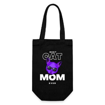 Beste lila Katzenmama - Geschenkbeutel für Flaschen - Schwarz - Vorne