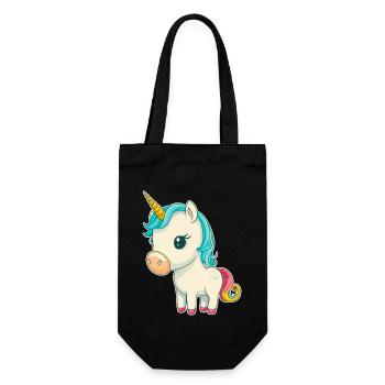 Licorne colorée douce mignonne bande dessinée bande dessinée - Sac à bouteille - noir - Devant