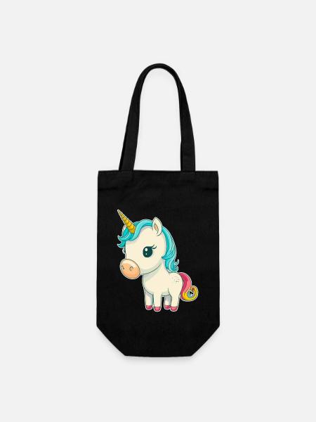 Einhorn Bunt Farben Süß Niedlich Cartoon Comic - Geschenkbeutel für Flaschen - Schwarz