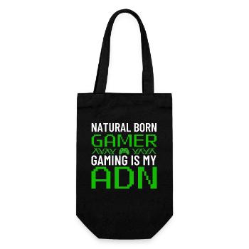 Natural Born Gamer: Gaming ist meine DNA - Geschenkbeutel für Flaschen - Schwarz - Vorne