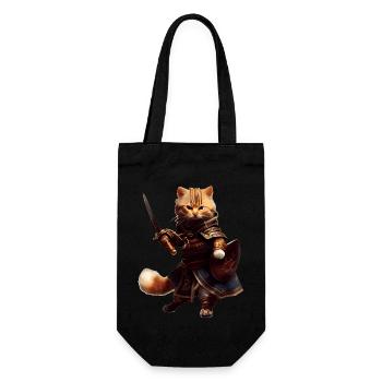 Katzen Pirat und Freibeuter mit Mantel und Degen - Geschenkbeutel für Flaschen - Schwarz - Vorne