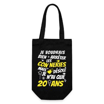 conneries 20 ans / humour anniversaire 20 ans - Sac à bouteille - noir - Devant