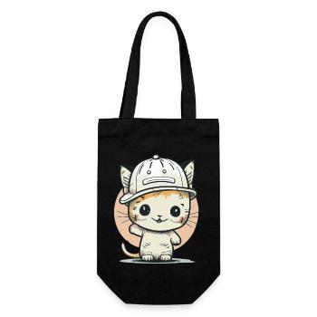 Cute cat wearing a hat 3 - Gift Bag for Bottles - black - Front