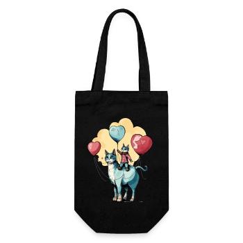 Cat father and son - Gift Bag for Bottles - black - Front