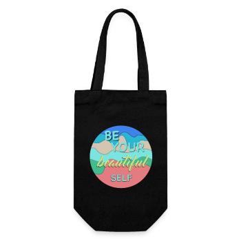 Be your beautiful self - Selbstliebe - Geschenkbeutel für Flaschen - Schwarz - Vorne