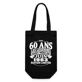 60 ans - juin 1963 - anniversaire 1963 - Sac à bouteille - noir - Devant