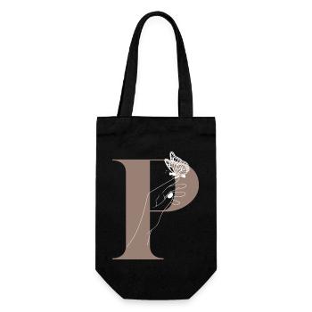 letter P Magic butterfly - Gift Bag for Bottles - black - Front
