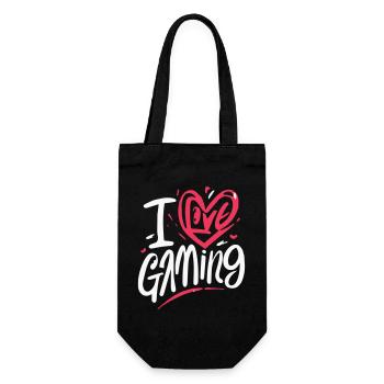 Geschenk "Ich liebe Gaming", Leidenschaft für das Spiel - Geschenkbeutel für Flaschen - Schwarz - Vorne