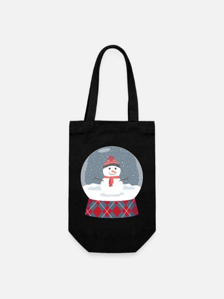 Glaskugel mit Schneemann - Geschenkbeutel für Flaschen - Schwarz