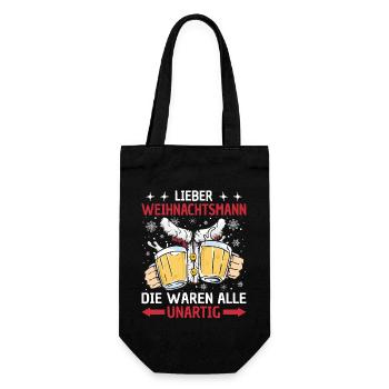 Weihnachtsmann Die Waren Alle Unartig Weihnachten - Geschenkbeutel für Flaschen - Schwarz - Vorne