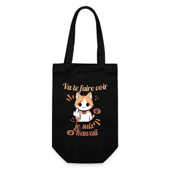 Chat kawaii provocateur - Sac à bouteille - noir - Devant