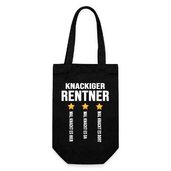 Senior Ruhestand "knackiger Rentner macht Rente" - Geschenkbeutel für Flaschen - Schwarz - Vorne