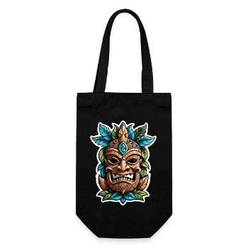 Tiki Beach - Polynesien Statue - Geschenkbeutel für Flaschen - Schwarz - Vorne