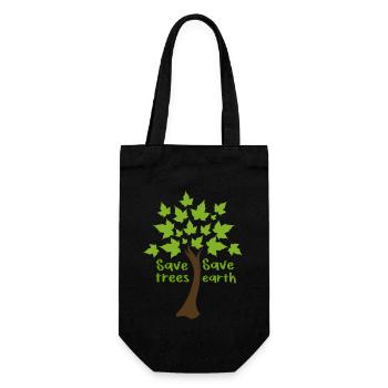 Saving Trees, Saving Earth - Gift Bag for Bottles - black - Front