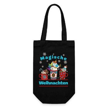 Einhorn - Magische Weihnachten - Kinder Mädchen - Geschenkbeutel für Flaschen - Schwarz - Vorne
