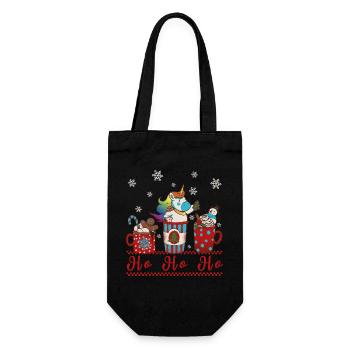 Einhorn Weihnachten Kakao hohoho Weihnachtsmann - Geschenkbeutel für Flaschen - Schwarz - Vorne