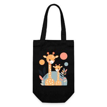 Famille de girafes - Sac à bouteille - noir - Devant