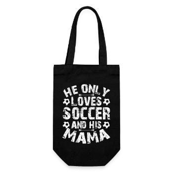 He only loves Soccer and his Mama - Gift Bag for Bottles - black - Front