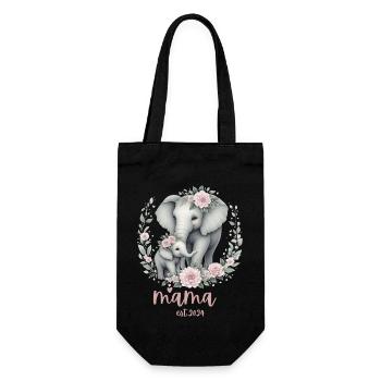 Mama 2024 Elephant Floral Wreath Celebration - Geschenkbeutel für Flaschen - Schwarz - Vorne
