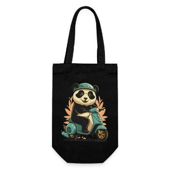 Panda Roller - Geschenkbeutel für Flaschen - Schwarz - Vorne