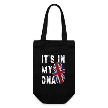 ES IST IN MEINER DNA Britische Flagge England Großbritannien Großbritannien - Geschenkbeutel für Flaschen - Schwarz - Vorne