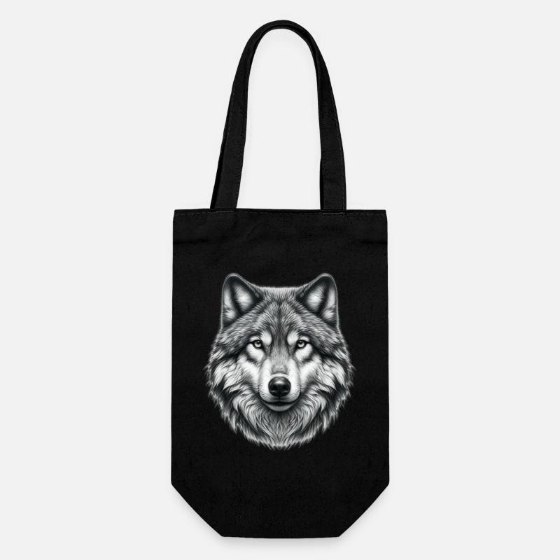 Wolf - Geschenkbeutel für Flaschen - Schwarz