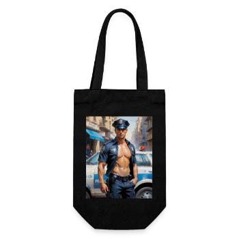 Beaux hommes au corps musclé – policier - Sac à bouteille - noir - Devant