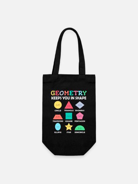 Geometrische Formen mit positiven Sprüchen - Geschenkbeutel für Flaschen - Schwarz