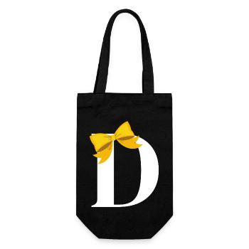 Lettre d nœud jaune - Sac à bouteille - noir - Devant