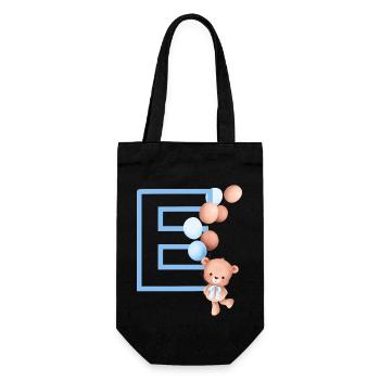 Blue Letter E Bear - Gift Bag for Bottles - black - Front