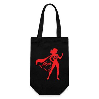 Rotes Mutter Design – Für die beste Mama - Geschenkbeutel für Flaschen - Schwarz - Vorne