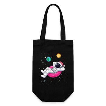 Weihnachts-Astronaut entspannt im All - Kosmische - Geschenkbeutel für Flaschen - Schwarz - Vorne