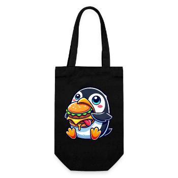mignon pingouin burger dessin animé restauration rapide - Sac à bouteille - noir - Devant