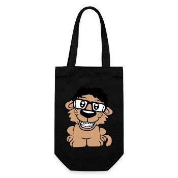 Hund Nerd Hornbrille Geek Zahnspange Schlau Lustig - Geschenkbeutel für Flaschen - Schwarz - Vorne