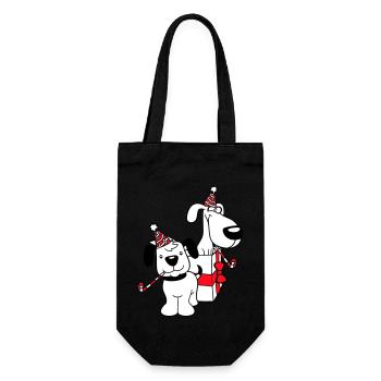 2 Dogs Birthday Gift Party Hat Celebrate Toad - Gift Bag for Bottles - black - Front