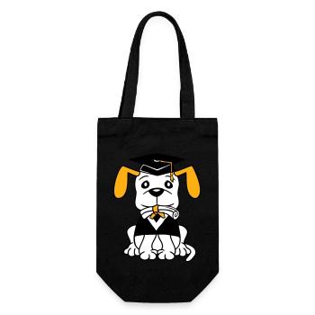 Hund Schulabschluss Zeugnis Gymnasium College Abi - Geschenkbeutel für Flaschen - Schwarz - Vorne