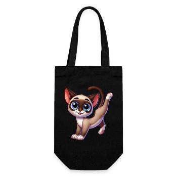 Süße Siamkatze Breakdance Handstand Cartoon - Geschenkbeutel für Flaschen - Schwarz - Vorne