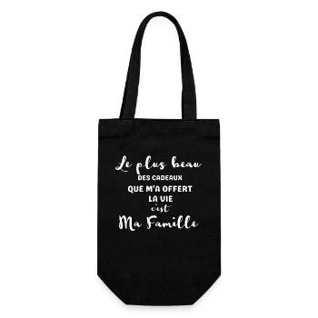 Meine Familie, das beste Geschenk des Lebens - Geschenkbeutel für Flaschen - Schwarz - Vorne