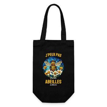 J'peux pas j'ai des abeilles – Vitrail Floral - Sac à bouteille - noir - Devant