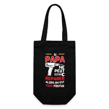 Quand Papa Répare Tout - Sac à bouteille - noir - Devant