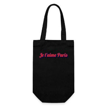 Je t'aime Paris Script with Blue Shadow - Gift Bag for Bottles - black - Front