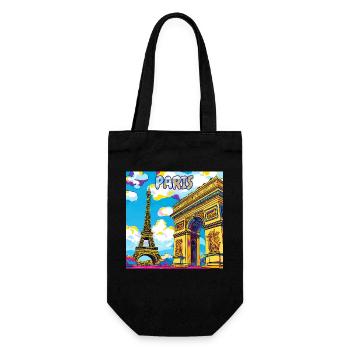Paris Pop Art: Eiffel-Arc-Traumlandschaft - Geschenkbeutel für Flaschen - Schwarz - Vorne
